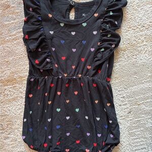 Kyte BABY Black Romper with Heart Accents